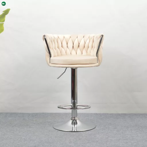 Design bárszék, bézs Velvet szövet/króm, BRIN