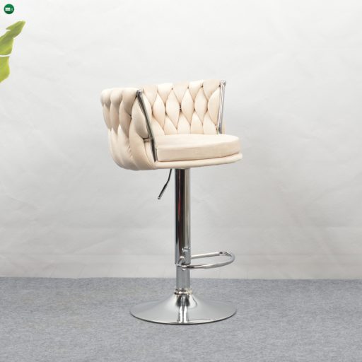 Design bárszék, bézs Velvet szövet/króm, BRIN