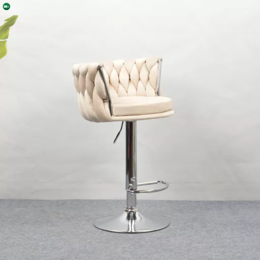 Design bárszék, bézs Velvet szövet/króm, BRIN