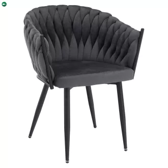 Étkezőszék, sötétszürke Velvet szövet/fekete, BLER