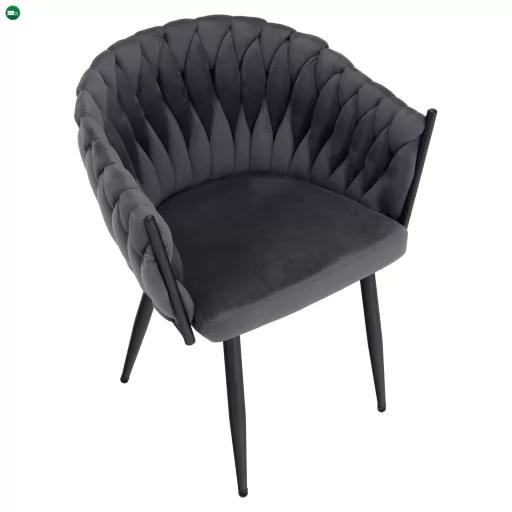 Étkezőszék, sötétszürke Velvet szövet/fekete, BLER