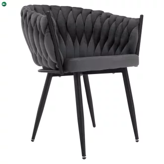Étkezőszék, sötétszürke Velvet szövet/fekete, BLER