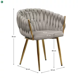   Étkezőszék, szürkésbarna Taupe Velvet szövet/gold króm arany, DEILA