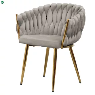   Étkezőszék, szürkésbarna Taupe Velvet szövet/gold króm arany, DEILA