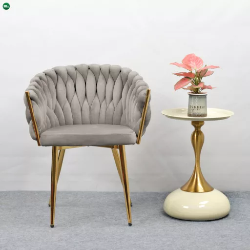 Étkezőszék, szürkésbarna Taupe Velvet szövet/gold króm arany, DEILA
