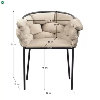   Étkezőszék, szürkésbarna Taupe Velvet szövet/fekete, DOROTA