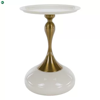 Kisasztal, fehér Ivory/arany, FEJ