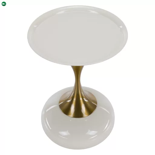 Kisasztal, fehér Ivory/arany, FEJ