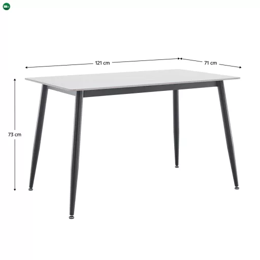 Étkezőasztal, fehér márvány/fekete, 121x71 cm, FLORENC TYP 1