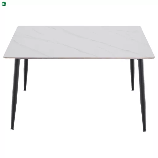 Étkezőasztal, fehér márvány/fekete, 121x71 cm, FLORENC TYP 1