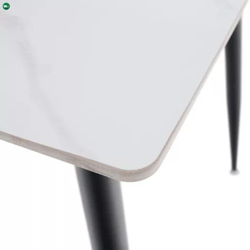 Étkezőasztal, fehér márvány/fekete, 121x71 cm, FLORENC TYP 1