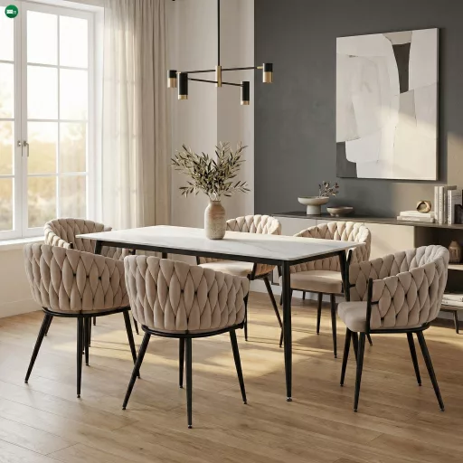 Étkezőasztal, fehér márvány/fekete, 160x80 cm, FLORENC TYP 2