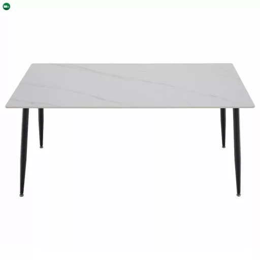 Étkezőasztal, fehér márvány/fekete, 160x80 cm, FLORENC TYP 2