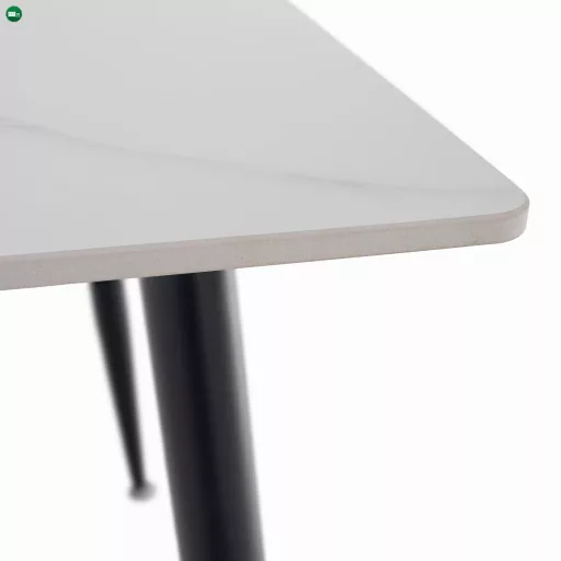 Étkezőasztal, fehér márvány/fekete, 160x80 cm, FLORENC TYP 2