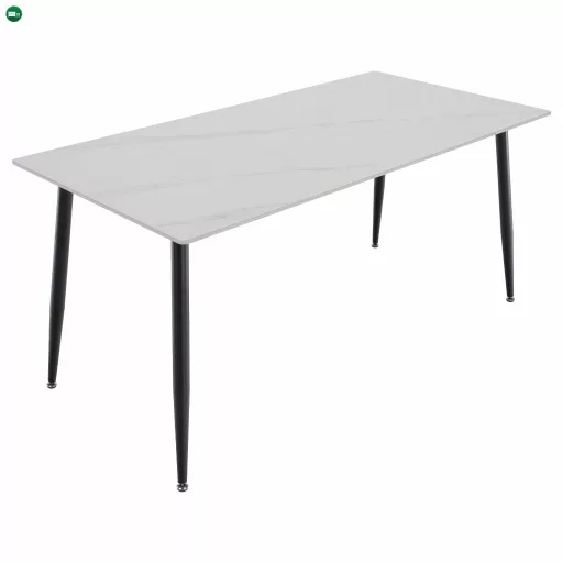 Étkezőasztal, fehér márvány/fekete, 160x80 cm, FLORENC TYP 2