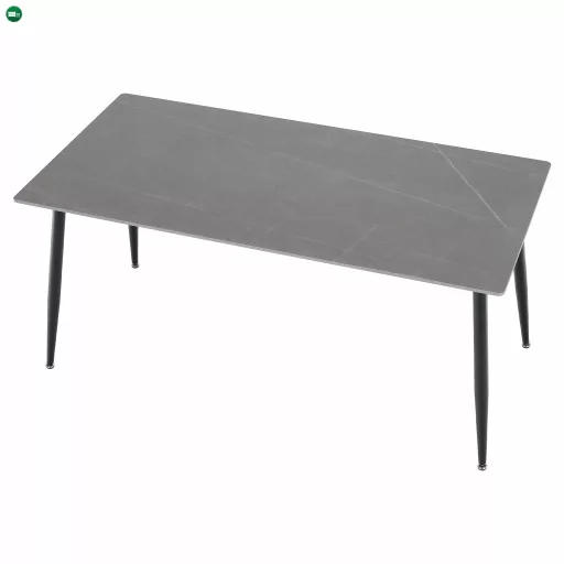 Étkezőasztal, szürke márvány/fekete, 160x80 cm, FLORENC TYP 2