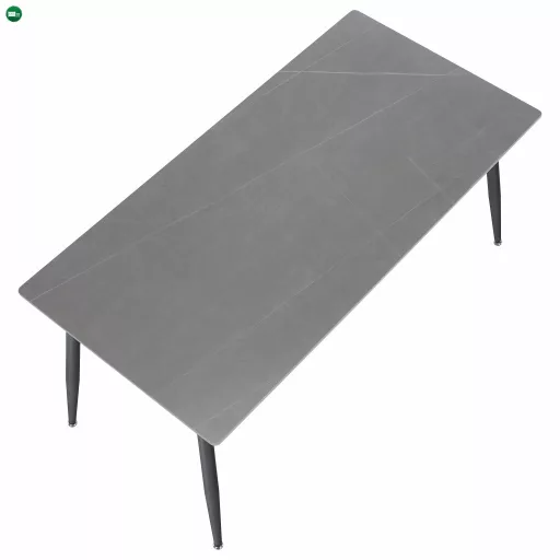 Étkezőasztal, szürke márvány/fekete, 160x80 cm, FLORENC TYP 2