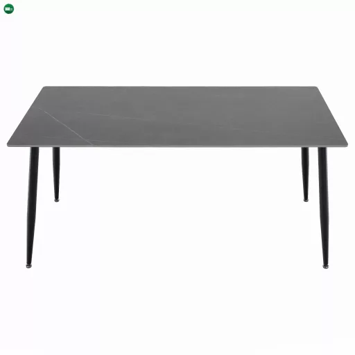 Étkezőasztal, szürke márvány/fekete, 160x80 cm, FLORENC TYP 2