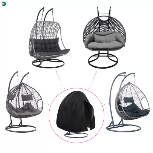 Védőhuzat kétszemélyes függő fotelhez, fekete, KRYTO TYP 2