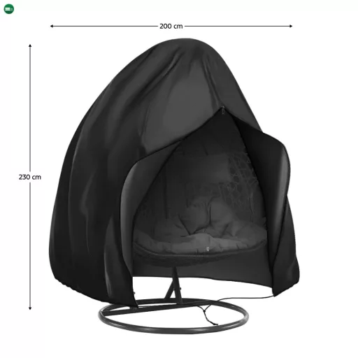 Védőhuzat kétszemélyes függő fotelhez, fekete, KRYTO TYP 2