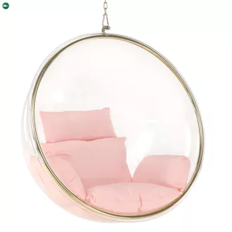   Függő fotel, átlátszó/arany/rózsaszín, BUBBLE NEW TYP 1
