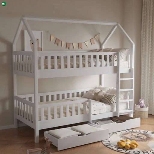 Montessori emeletes ágy, fehér, VENITA TYP 2