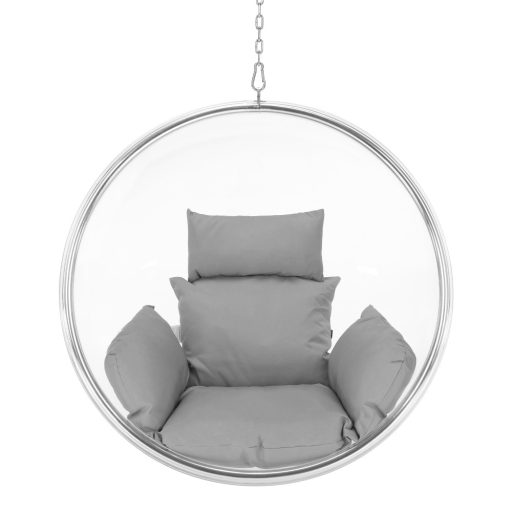 Függő fotel, átlátszó/ezüst/szürke, BUBBLE NEW TYP 1