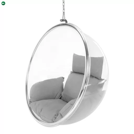 Függő fotel, átlátszó/ezüst/szürke, BUBBLE NEW TYP 1