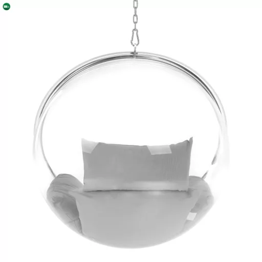 Függő fotel, átlátszó/ezüst/szürke, BUBBLE NEW TYP 1