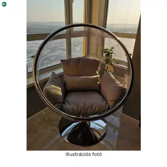   Függő fotel állvánnyal, átlátszó/arany/szürke, BUBBLE NEW TYP 2