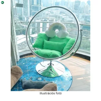   Függő fotel állvánnyal, átlátszó/arany/szürke, BUBBLE NEW TYP 2