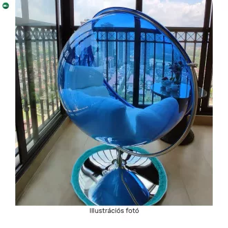   Függő fotel állvánnyal, átlátszó/arany/szürke, BUBBLE NEW TYP 2