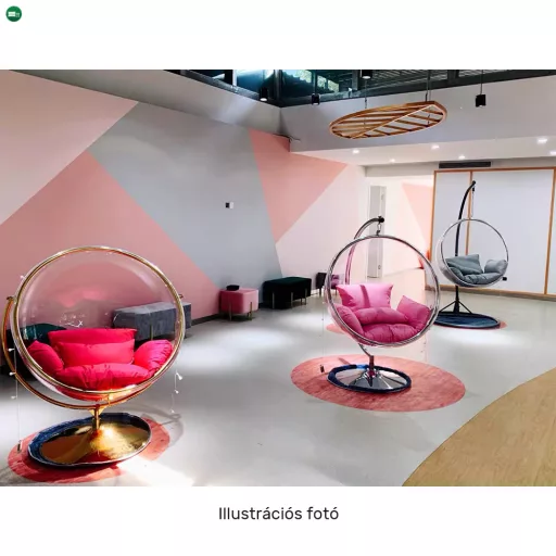 Függő fotel állvánnyal, átlátszó/arany/szürke, BUBBLE NEW TYP 2
