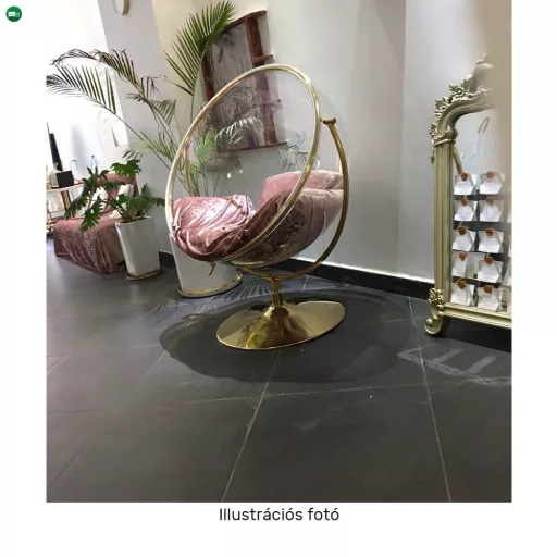 Függő fotel állvánnyal, átlátszó/arany/szürke, BUBBLE NEW TYP 2