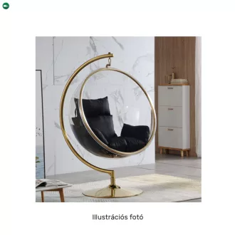   Függő fotel állvánnyal, átlátszó/ezüst/szürke, BUBBLE NEW TYP 3