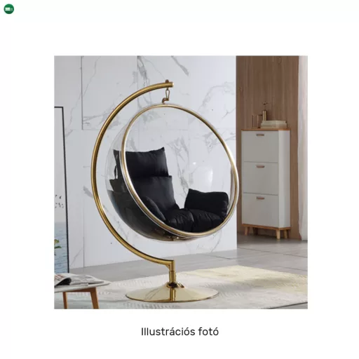 Függő fotel állvánnyal, átlátszó/ezüst/szürke, BUBBLE NEW TYP 3