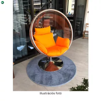   Függő fotel állvánnyal, átlátszó/ezüst/szürke, BUBBLE NEW TYP 3