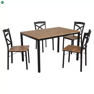 Étkezőgarnitúra 1+4, sötét tölgy/fekete, HAIM