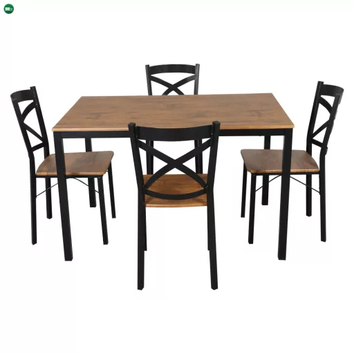 Étkezőgarnitúra 1+4, sötét tölgy/fekete, HAIM