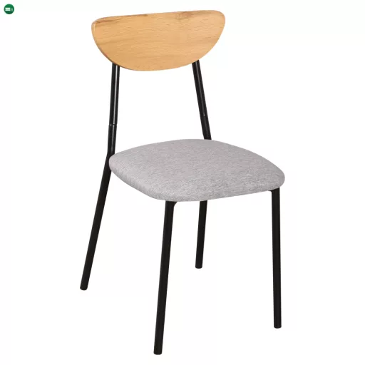 Étkezőgarnitúra 1+4, világos tölgy/szürke/fekete, MADIO