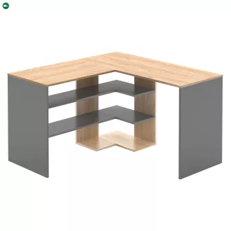 Sarok számítógépasztal, artisan tölgy/grafit, TAMARI
