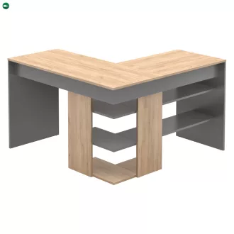 Sarok számítógépasztal, artisan tölgy/grafit, TAMARI
