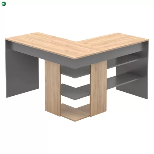 Sarok számítógépasztal, artisan tölgy/grafit, TAMARI