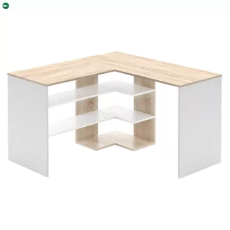 Sarok számítógépasztal, sonoma tölgy/fehér, TAMARI