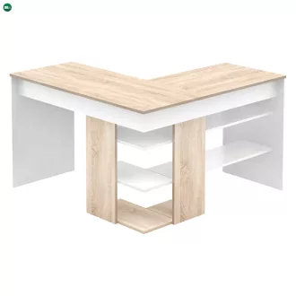 Sarok számítógépasztal, sonoma tölgy/fehér, TAMARI