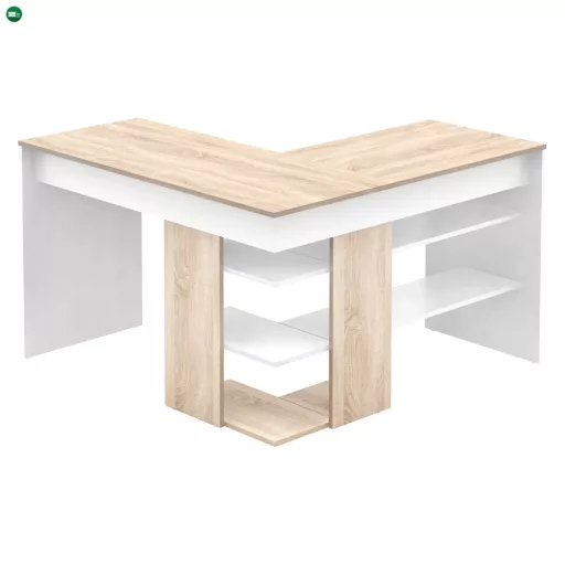 Sarok számítógépasztal, sonoma tölgy/fehér, TAMARI