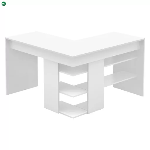 Sarok számítógépasztal, fehér, TAMARI