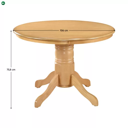 Étkezőasztal, kerek, világos tölgy, átmérő 106 cm, TABLOS