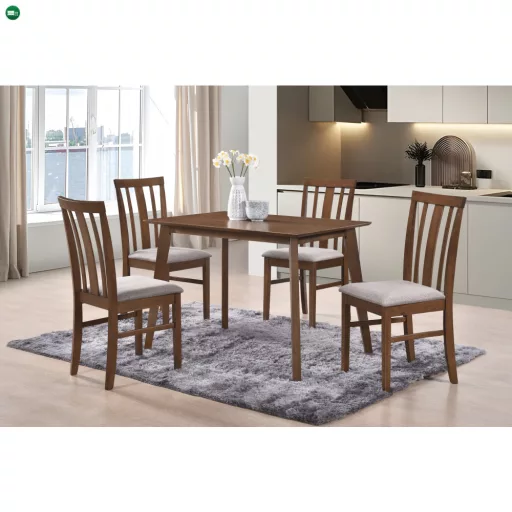 Étkezőgarnitúra 1+4, dió/bézs, ROIS SET