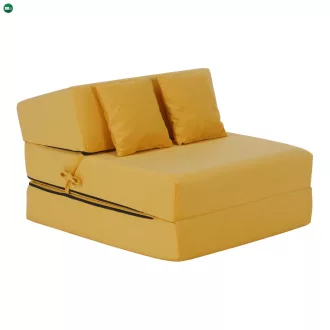 Összecsukható matrac/fotel, 2v1, sárga, PELOS